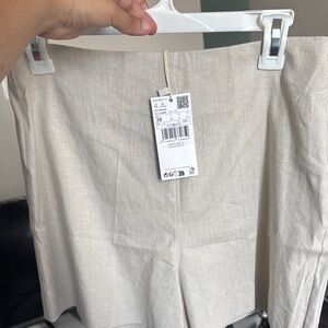 NWT Mango Beige Linen Shorts